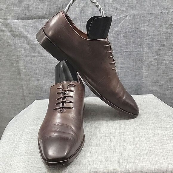 Massimo Matteo Mens Italian 5 Eye Dark Brown Lace-Up Oxford Shoe Sz 13 M - Picture 1 of 13